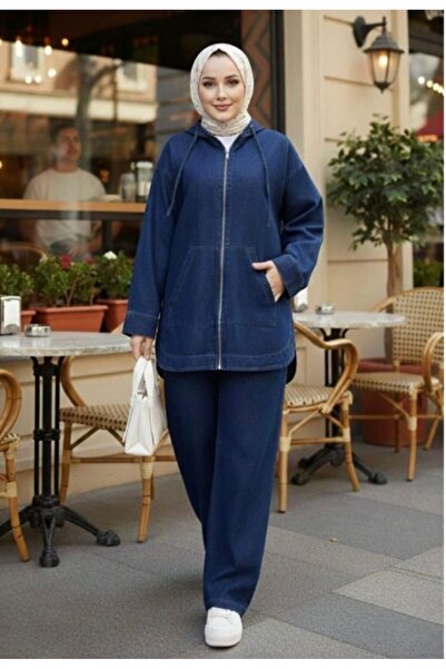 YILMAZBARMAZ costum de blugi dublu pentru femei cu buzunare