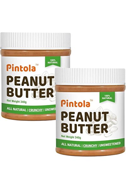 Pintola All Natural Unsweetened CRUNCHY Peanut Butter (340g pack of 2)