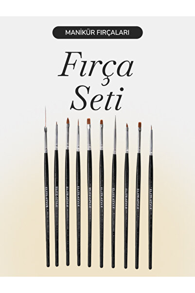 ELİTE STYLE Kalıcı Oje Nail Art Fırça Seti – 10’lu Profesyonel Set, Fransız Manikürü, Çizim ve Jel Uygulama İçin
