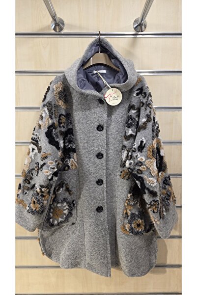 Park Moda Felt Coat Embossed Floral Pattern