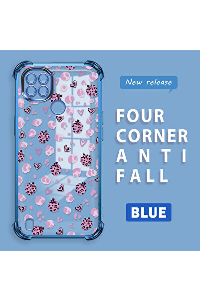 ucuc حافظة حماية من السيليكون الشفاف المتوافقة مع Realme C21 بأنماط الفراولة