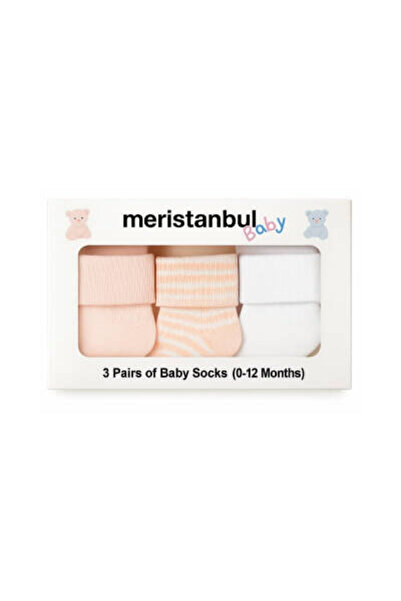 meristanbul Baby Socks Set, 9-12 Months, 3 Pieces, Soft, Pink