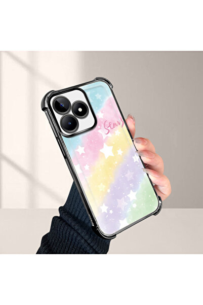 ucuc حافظة واقية من السيليكون الشفاف المتوافقة مع Realme Note 50 بأنماط قوس قزح