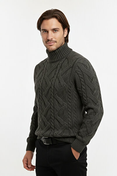 Pulltonic Erkek Yarım Balıkçı Yaka Kalın Kazak
