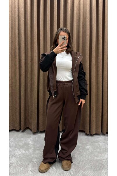 Maysa GARNELİ EŞOFMAN TAKIMI-KAHVERENGİ