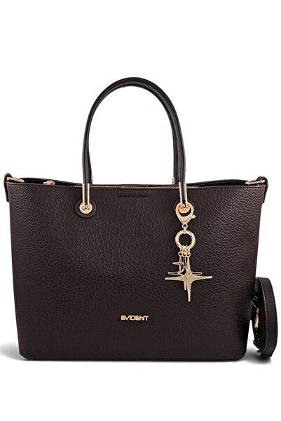 Evident Brown Soft Textured Charm Classic Women's Handbag and Long Strap Shoulder Bag