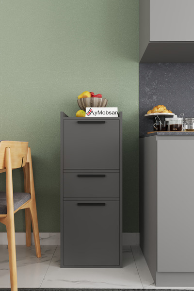 AYMOBSAN Azura 2 Kapaklı 1 Çekmeceli Boy Dolabı Çok Amaçlı Dolap Kiler Dolabı...