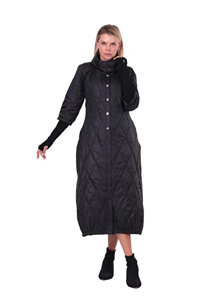Invee Quilted coat with gloves black