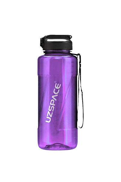 Uzspace 1500ml Transparent Body Tritan Water Bottle with Straw and Measuring Scale