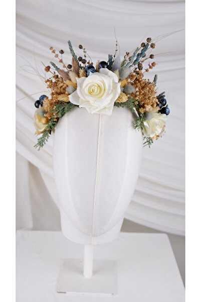 Buketlife Cream Blue Grey Floral Gelintacı