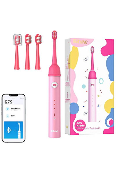 Bitvae Sonic Toothbrush with Kids App and Tip Set K7S Pink, Up to 100