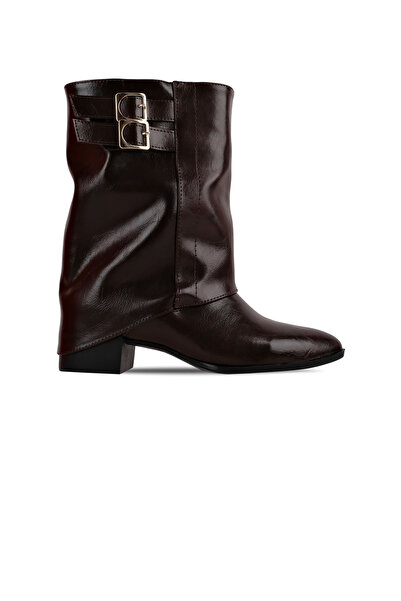 MY DERİ Γυναικείες μπότες με ψηλό τακούνι Oley Με λεπτομέρεια αγκράφας 4313