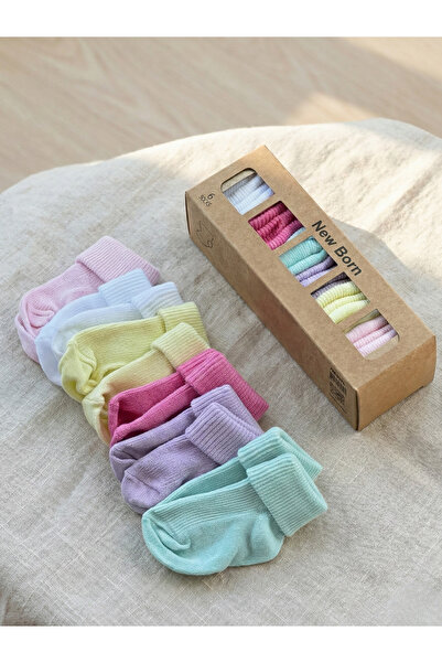 Ens Group Avm Organic Cotton Baby Girl/Boy Premium Newborn Socks in a Box of 6