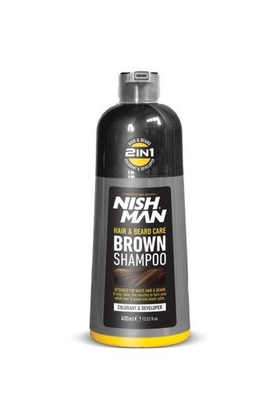 NISHMAN Hair and Beard Care Black Shampoo Dye 400ml
