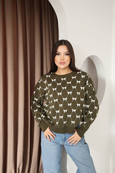 QUAWEAR Crew Neck Patterned Knitwear Sweater