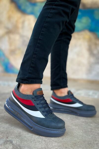 Lucy Shoes حذاء رياضي رجالي YG171 Ariaso برباط يومي من الجلد - أنثراسيت