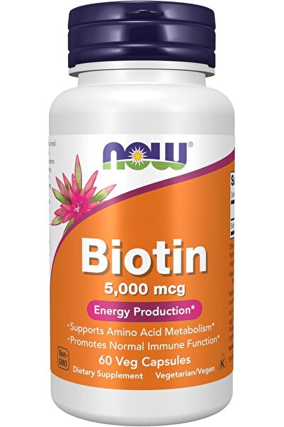 Now Foods Supplements, Biotin 5,000 mcg, Amino Acid Metabolism*, Energy Production*, 60 Veg Capsules