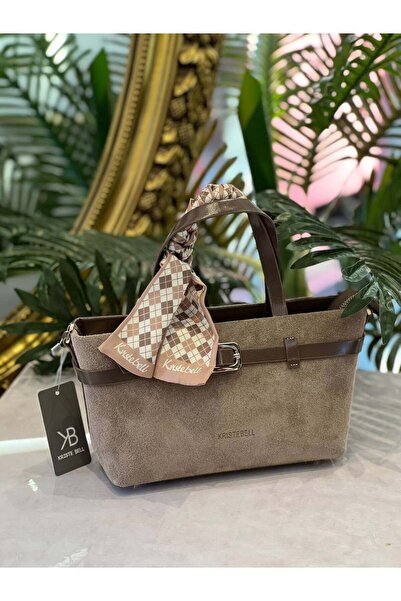 KRISTE BELL - FULAR DETAYLI SÜET KAHVERENGİ ÇANTA