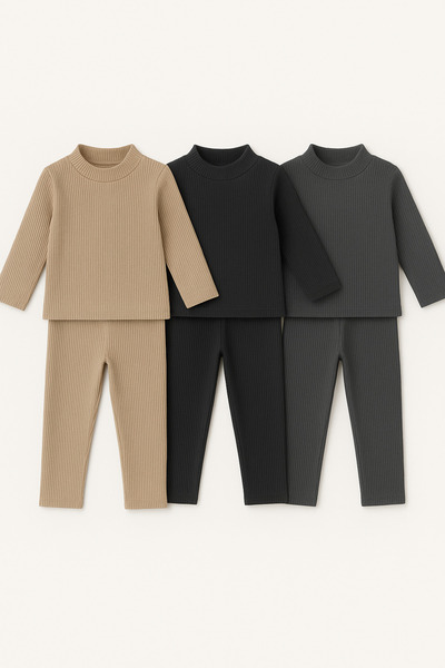 mini kanka 4-12 години Детски комплект бельо с подплата от рибана шерпа за момичета и момчета Термо изглед 6 броя 3 комплекта