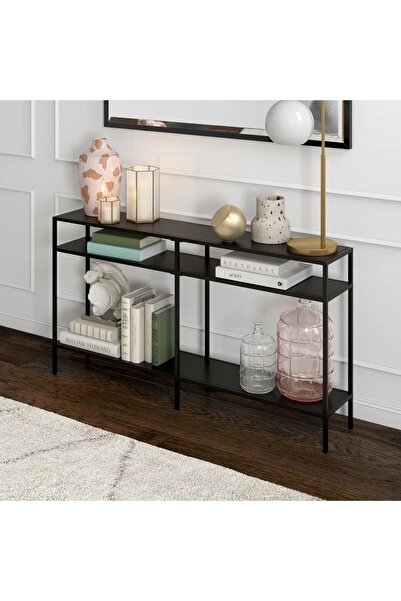 MERZANA Modern Metal Ayaklı Siyah Dresuar | Minimal & Şık Dekoratif Konsol Masa