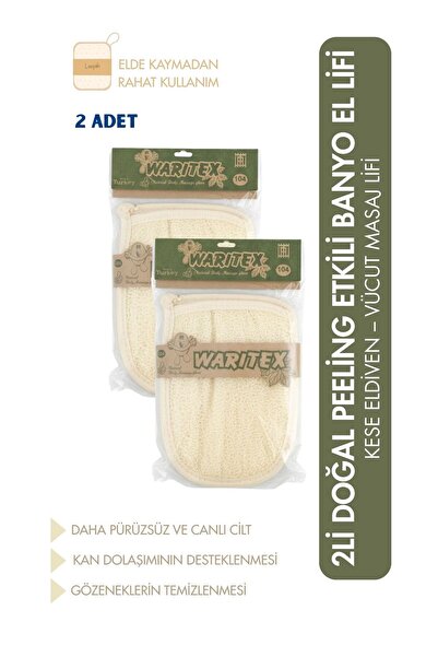 waritex 2 adet Doğal Peeling Eldiveni – Kese Eldiven – Vücut Masaj ve Arındır...