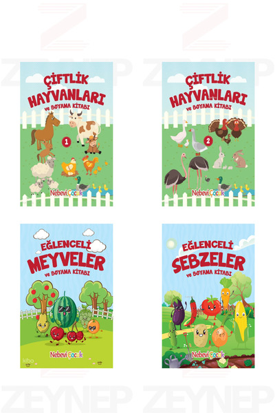 Nebevi Hayat Yayınları 4+ Years Old Fun Coloring Set (Farm Animals 1 and 2 Fr...
