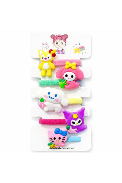 SHEKER HOME Kawai Kuromi and Friends Girls' Rubber Buckle Set - 5 Pieces