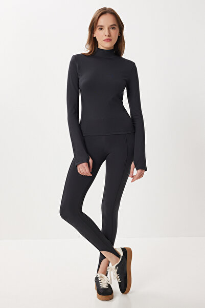 Lovelyİstanbul Finger Interlocking Flexible Knitted Fuzo Tights Suit Ldn0002 Black