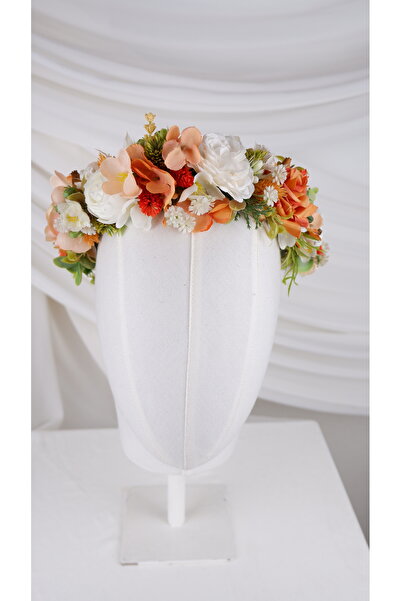 Buketlife Cream Orange Green Flowered Gelintacı