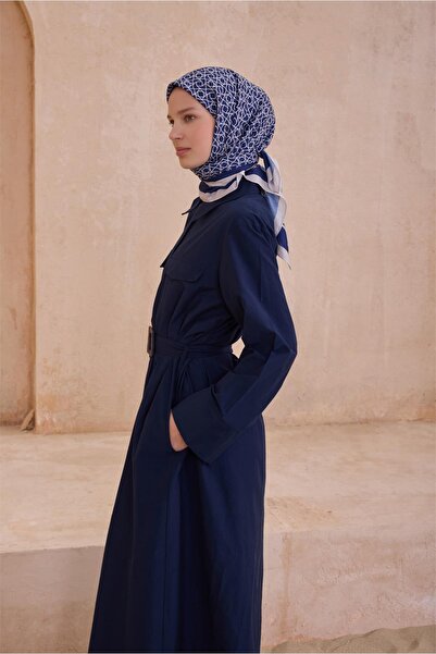 Belli Geometric Pattern Premium Soft Dark Blue Scarf 12