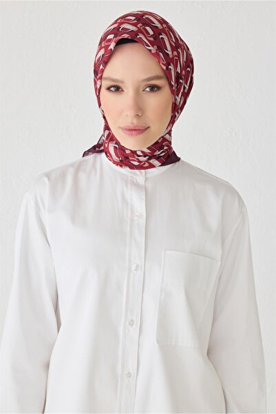 Belli GEOMETRİK DESEN PREMIUM SOFT BORDO EŞARP 3