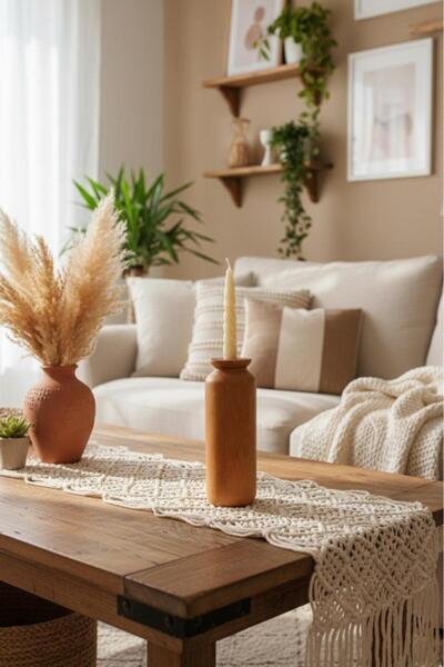 Atbyhome Ahşap Vazo Asper Büyük Dekoratif Saksı 20 Cm