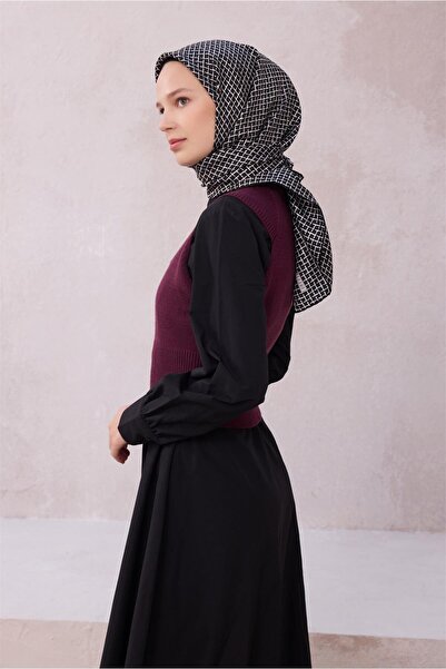 Belli Eșarfă de mătase cu model geometric 4203D (Twill) Negru - 09