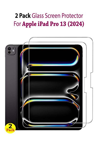 Generic عبوة من قطعتين من واقيات الشاشة الزجاجية المقواة لجهاز آيباد برو 13 بوصة (2024) من أبل، شفافة