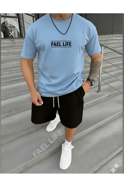 FAEL LİFE SET CU IMPRIMEU PENTRU FETE/BAIEȚI: TRICOU ȘI PANTALONI SCURȚI