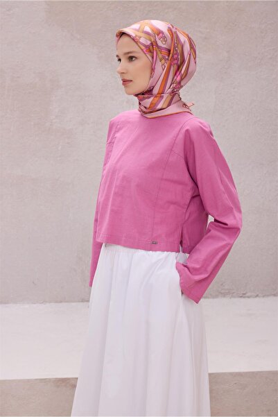 Belli Eșarfă de mătase cu model curea 4200D (Twill) Roz - 04