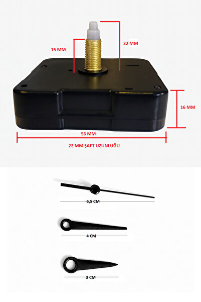 EXİZ TİCARET Askısız 22 mm Akar Sessiz Duvar Saati Mekanizması -Metal akrep-y...