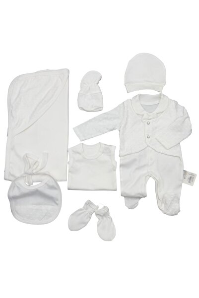 Baby day White cotton baby set, 7 pieces, with blanket and hat