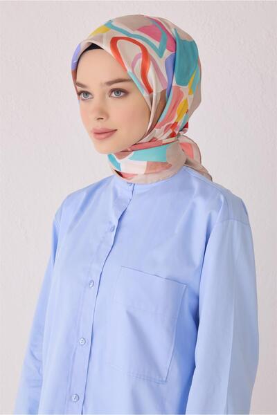 Belli ГЕОМЕТРИЧНИЙ ВІЗЕРУНОК ШОВКОВИЙ ШАРФ 4054D (TWİLL)-80