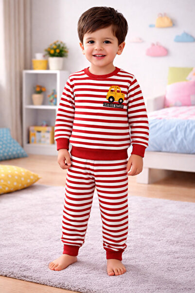 renkli diyar طقم ملابس علوية وسفلية للأولاد 2 IP Ş مبطن بالصوف طقم شتوي