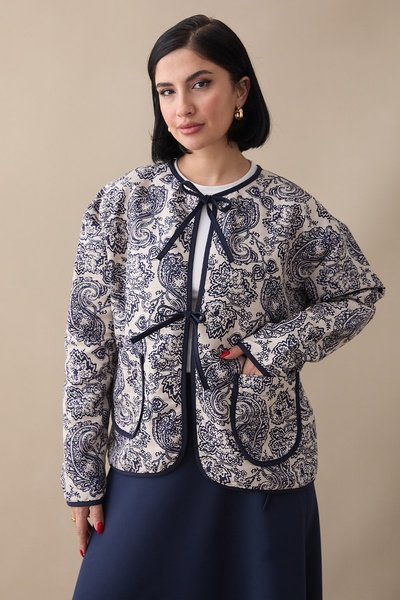 InStyle Jachetă din piatră matlasată cu model etnic