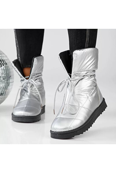 Zaira Women's Short Fur Boots Ronda Silver #13196 - 40