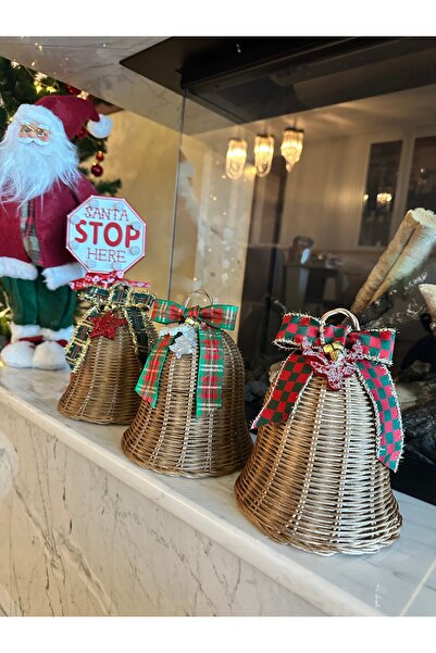 Lovenwoven Rattan Bambu Çan Kapı Süsü Yılbaşı (Ceviz Renk)