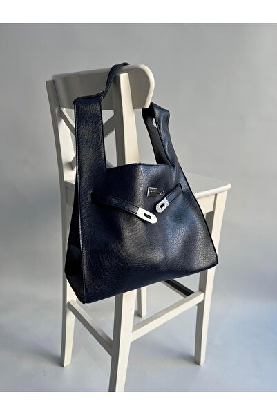 Mia Collection Paul Model Γυναικεία τσάντα χειρός και ώμου σε μπλε ναυτικό χρώμα