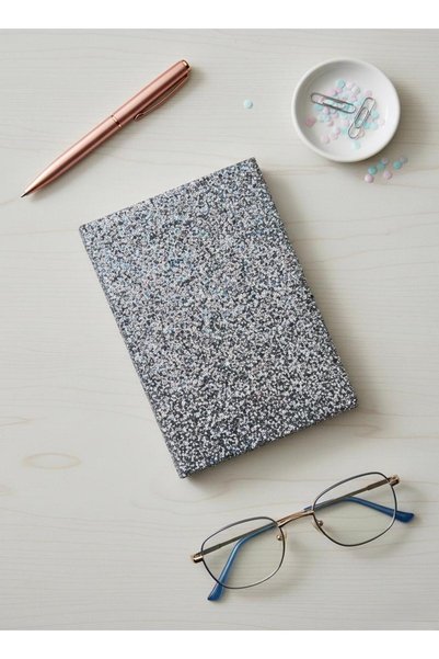 Adalinhome Parıltılı Çizgili Defter – Günlük ve Not Defteri / 14x20 cm/ 168 Yaprak