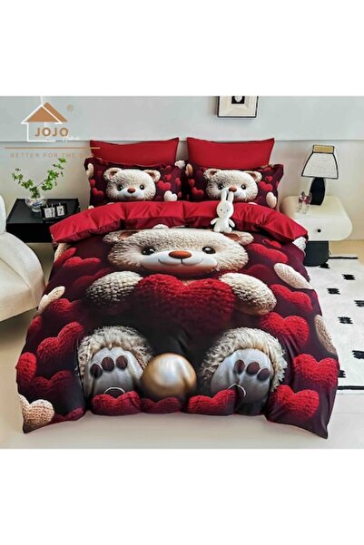 MHR Christmas Bed Linen Set, 5D Print, Double Bed, 6 Pieces