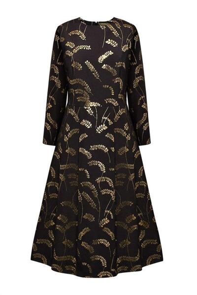 Faberlic Siyah Jakarlı Desenli Elbise 34 Beden