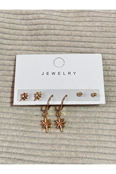 bijoux uniques أقراط نسائية بسيطة من بولار ستار مكونة من 3 أزواج