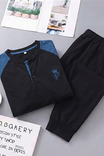 COMBİNE MİCHAİL Ανδρικό Σετ Πιτζάμες Premium ίσιο μπλε