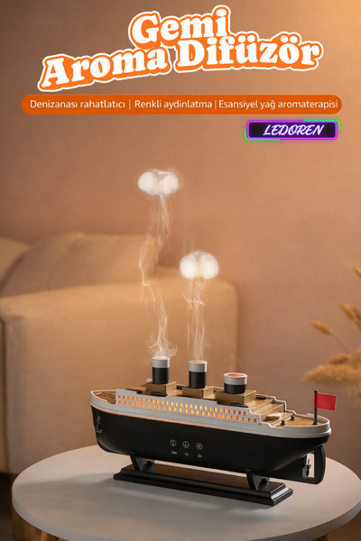 L'eDoren Titanic Ship Model Ultrasonic Humidifier Essential Oil Aroma Diffuse...